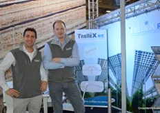 Markus Ursch (Premex Trade) and Jan-Willem van Giessen (Trellex-RE) stood together for the first time at Fruit Logistica. Since six months, Trellex has also been active with solar panels that can be placed on fruit canopies.